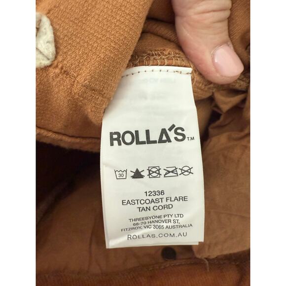 ROLLA'S Eastcoast Flare Caramel Cord Size 26/Aussie 8 - Picture 6 of 10